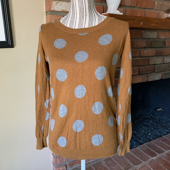 Madewell Sweaters - Madewell Wallace Brown Gray Polka Dot Sweater XS